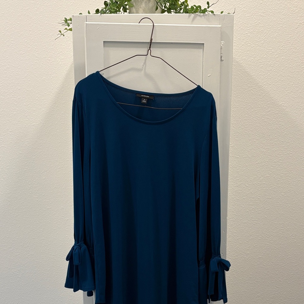 Alfani Teal Tie-Cuff Long Sleeve Tunic